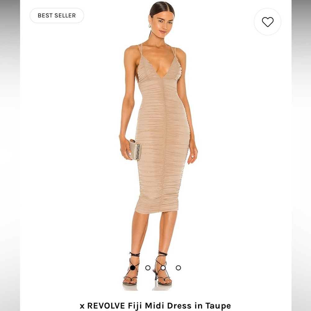 Michael Costello x Revolve Fiji MIDI Dress in Color Taupe Size Medium